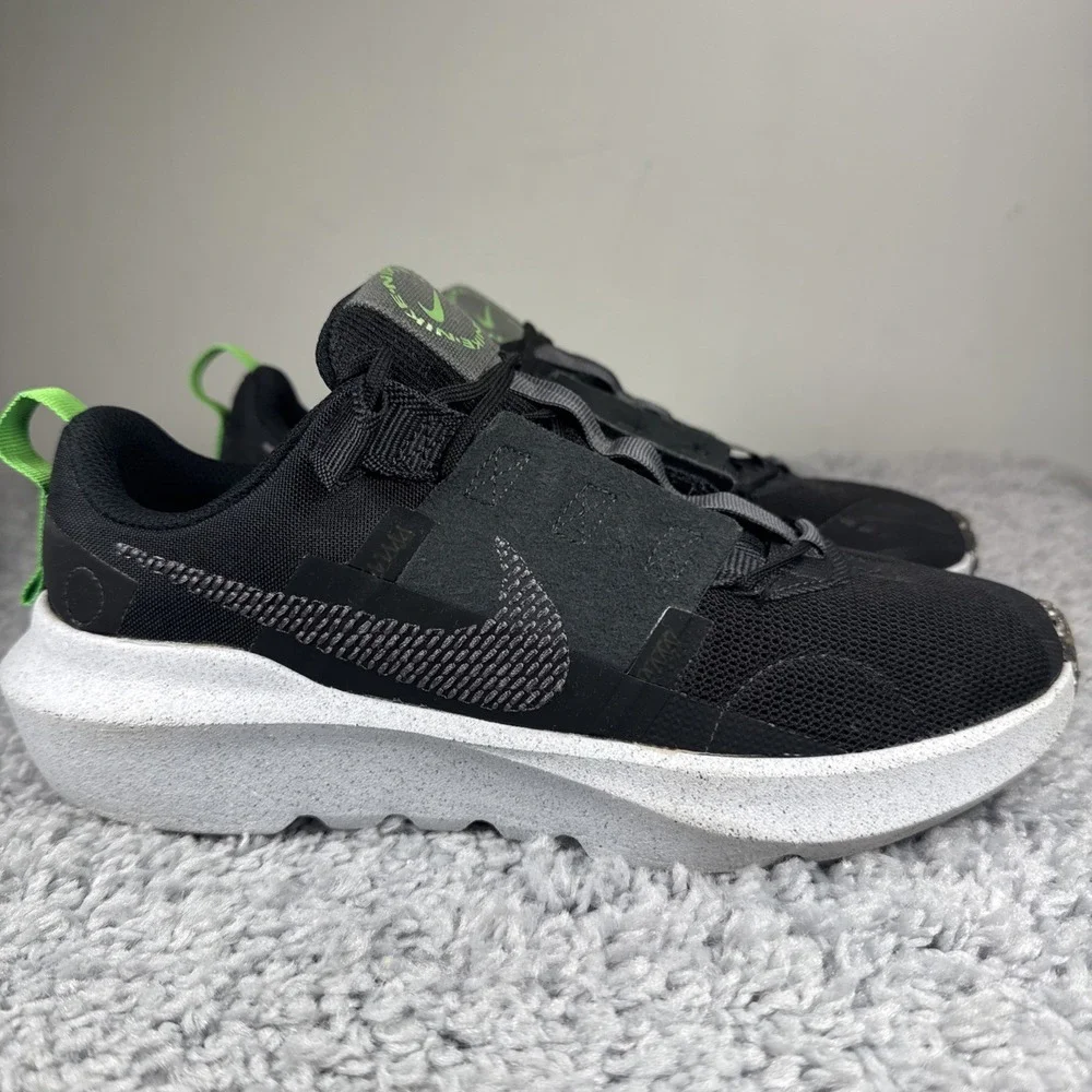 Nike Flex Runner DB3551-001 Black Green Youth 5.5Y Women's 7 Pre-Owned